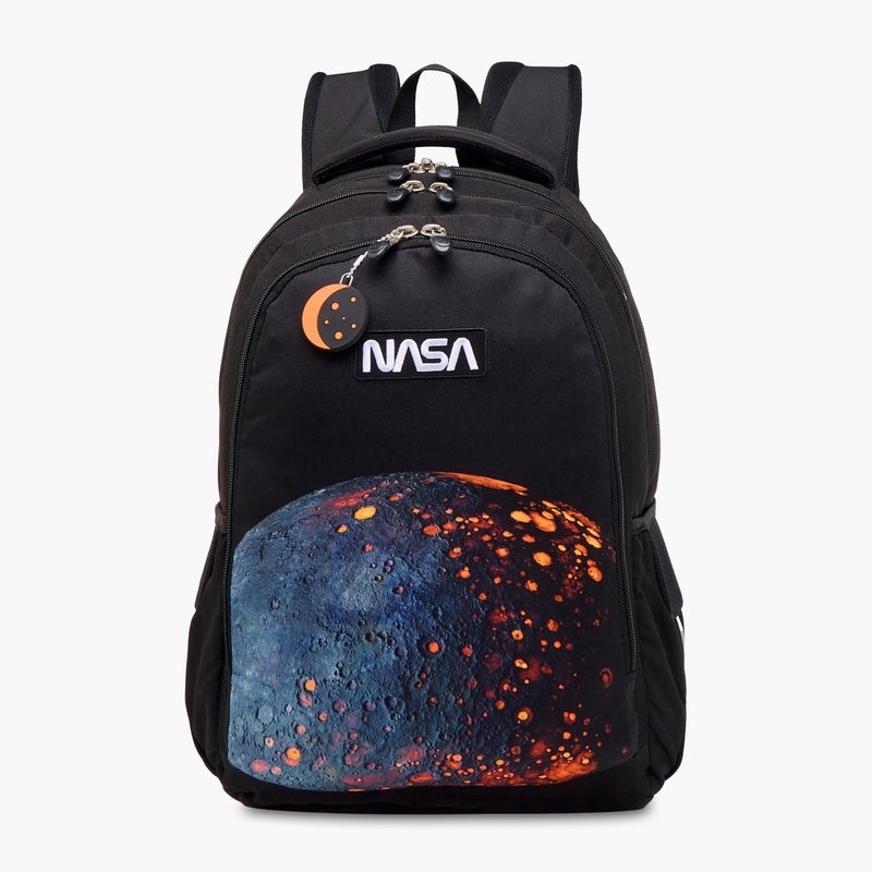 St.Right Backpack-Nasa-Moon-3 Cmprt-18 In-Boys (Polyester) Black \ 30X20X45 - Image 1