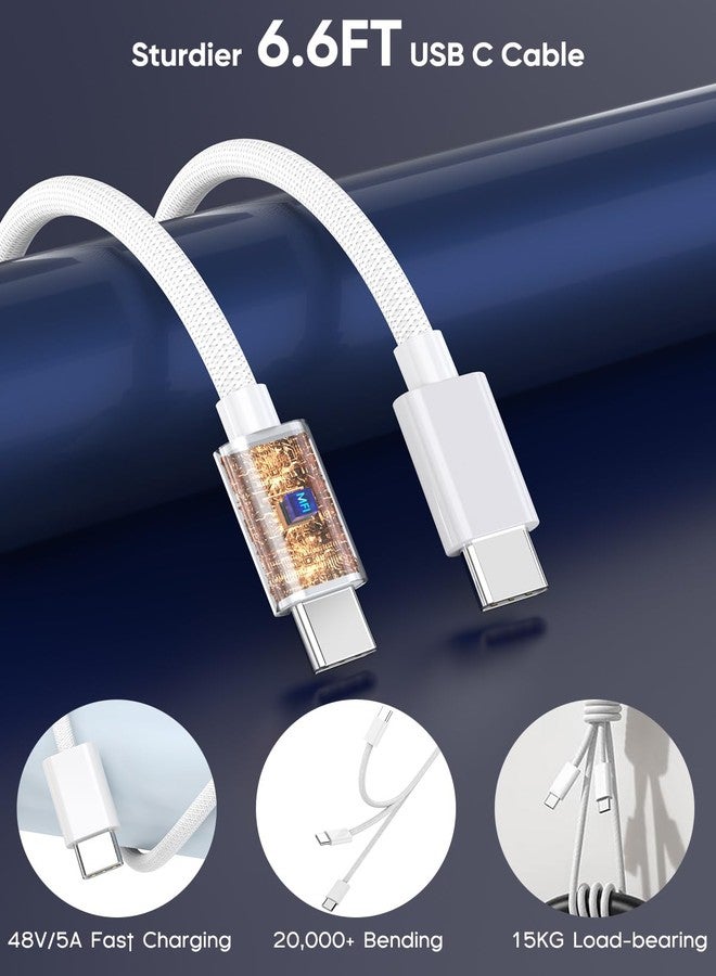 DreemTeam USB C to USB C,240W USB-C Woven Charge Cable,6.6ft 2Pack USB C Cable Fast Charging Cord for Apple MacBook Pro/MacBook Air,iPad Pro/Air,iPad Mini,iPhone 16 15 Pro Max Plus Compatible 140W/100W/60W/45W - Image 5