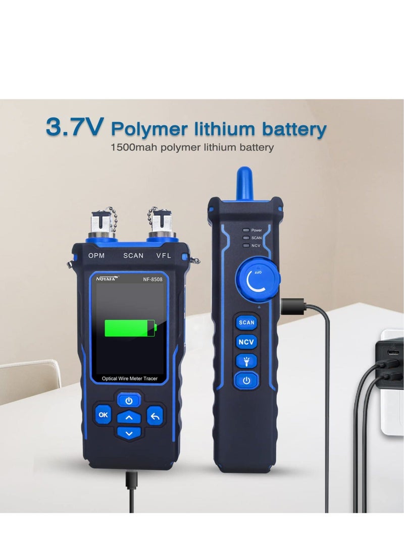 Generic - Network Cable Tester and Tracker, Fiber Tester, Network Cable Tester with Optical Power Meter VFL, RJ11 RJ45/PoE Tester/CAT5 CAT6/length Measurement, for Telephone, Ethernet, Video, PoE Tester - Image 1