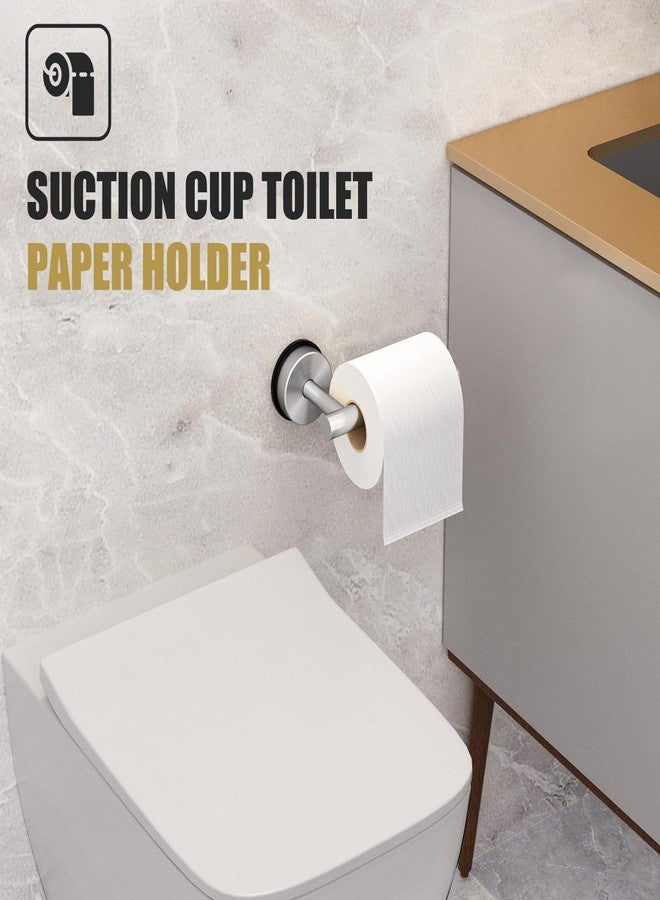 BKV Suction Cup Toilet Paper Holder,SUS 304 Stainless Steel Toilet Paper Holder Wall Mount for Bathroom,Kitchen-Brushed Nickel Silver - Image 3