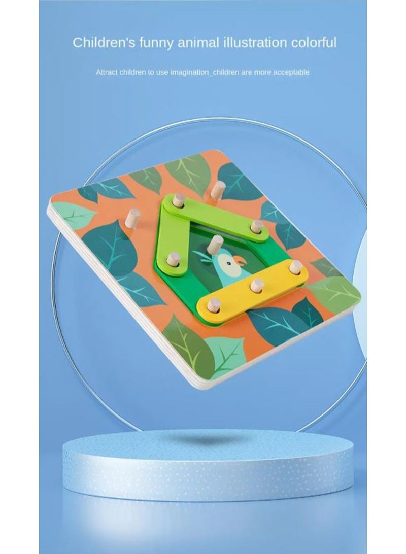 Filly لعبة بازل عمود الشكل - لعبة خشبية إبداعية للأطفال من مونتيسوري للأولاد والبنات لتعلم إدراك الحيوانات وحركة المرور - Image 2