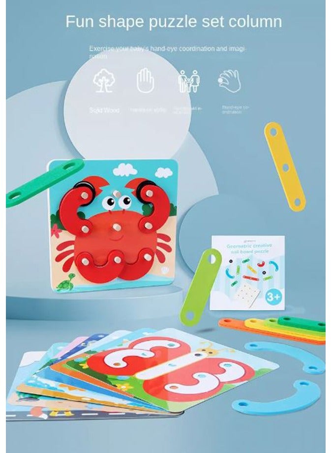 Filly لعبة بازل عمود الشكل - لعبة خشبية إبداعية للأطفال من مونتيسوري للأولاد والبنات لتعلم إدراك الحيوانات وحركة المرور - Image 1