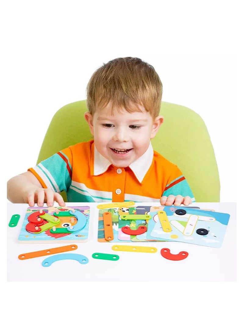 Filly لعبة بازل عمود الشكل - لعبة خشبية إبداعية للأطفال من مونتيسوري للأولاد والبنات لتعلم إدراك الحيوانات وحركة المرور - Image 3