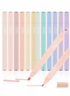 SYOSI Double Head Highlighters 12 Colour Marker Pen Chisel Tip Assorted Colors With Soft Markers Felt tips Double-end Highlighter Pastel Highlighters, Dry Fast Easy to Hold  - Image 1