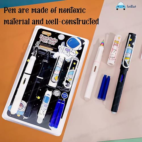 FunBlast Fountain Pen For Students, Erasable Blue Pen Set For School Gift For Kids, Birthday Return Gift, Pen For Office, School Stationery Items - Stationery Kit & Set - Image 4