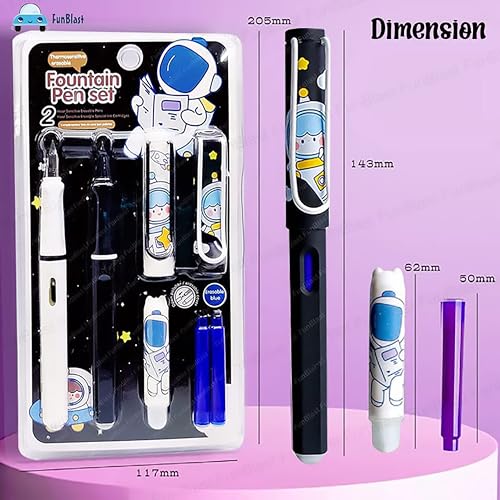 FunBlast Fountain Pen For Students, Erasable Blue Pen Set For School Gift For Kids, Birthday Return Gift, Pen For Office, School Stationery Items - Stationery Kit & Set - Image 2