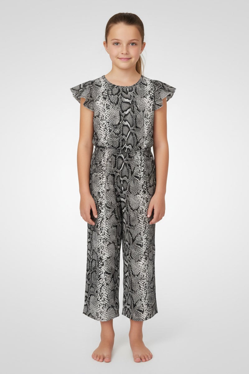 bebe Kids Girl Animal Print Short Sleeve jumpsuit, Mulitocolor - Image 1