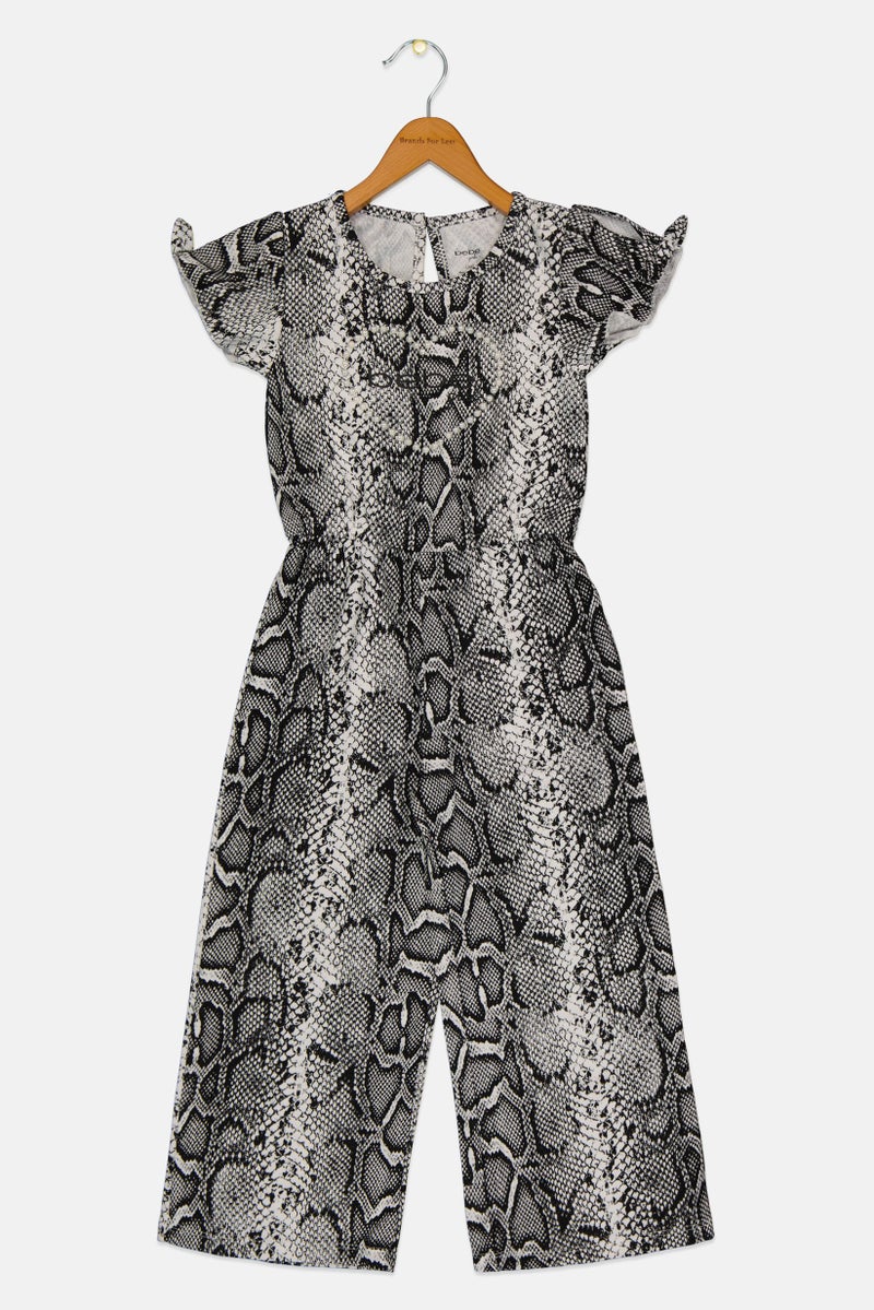 bebe Kids Girl Animal Print Short Sleeve jumpsuit, Mulitocolor - Image 2