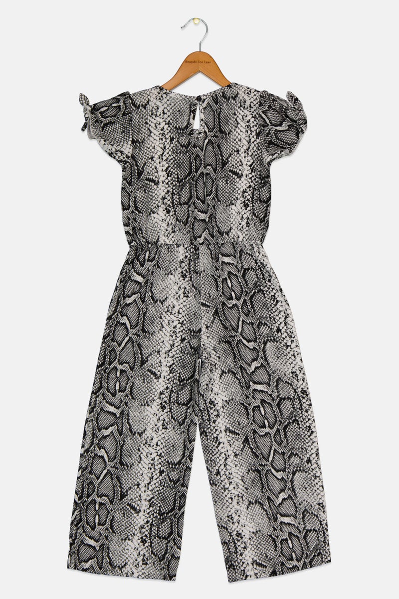 bebe Kids Girl Animal Print Short Sleeve jumpsuit, Mulitocolor - Image 3