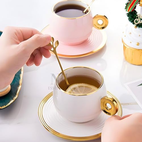 NFI essentials 6 Pcs Leaf Design Coffee Tea Spoons Set, Stainless Steel 13cm Golden Retro Dessert Espresso Spoons Cutlery Kitchen Tableware, Perfect for Mixing & Stirring - Image 3