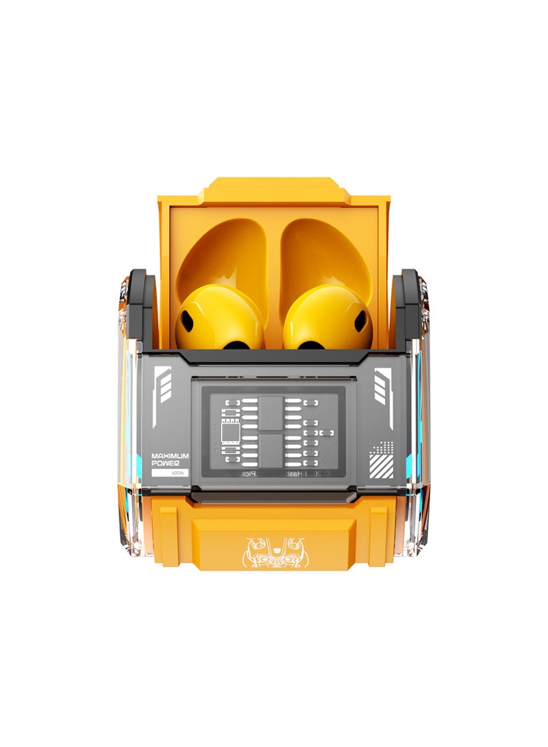 TRANSFORMERS MG-C03 Wireless Bluetooth Earphones, 13mm Drivers, Bluetooth 5.0, Noise Isolation, 5H Playtime – Yellow - Image 2