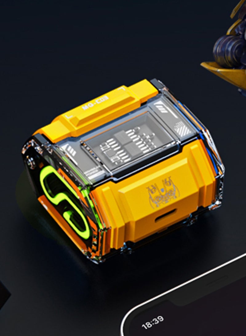 TRANSFORMERS MG-C03 Wireless Bluetooth Earphones, 13mm Drivers, Bluetooth 5.0, Noise Isolation, 5H Playtime – Yellow - Image 4