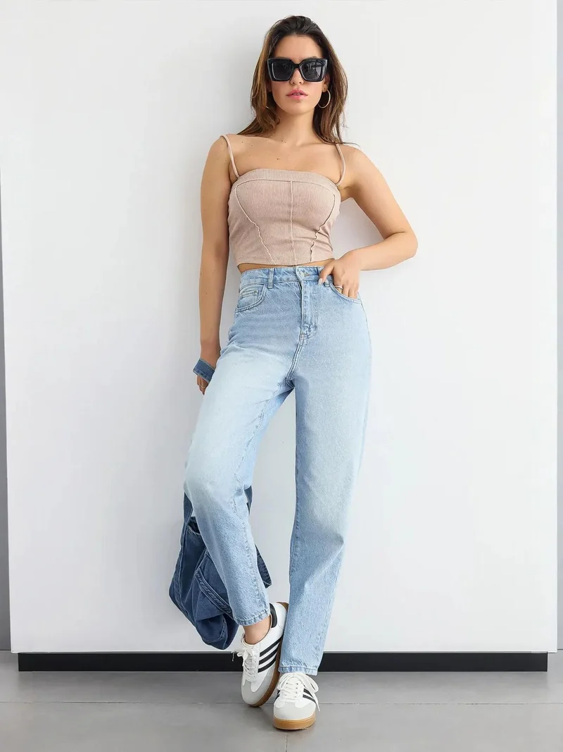 HICCUP Ribbed Corset Cami Top with Front Seam