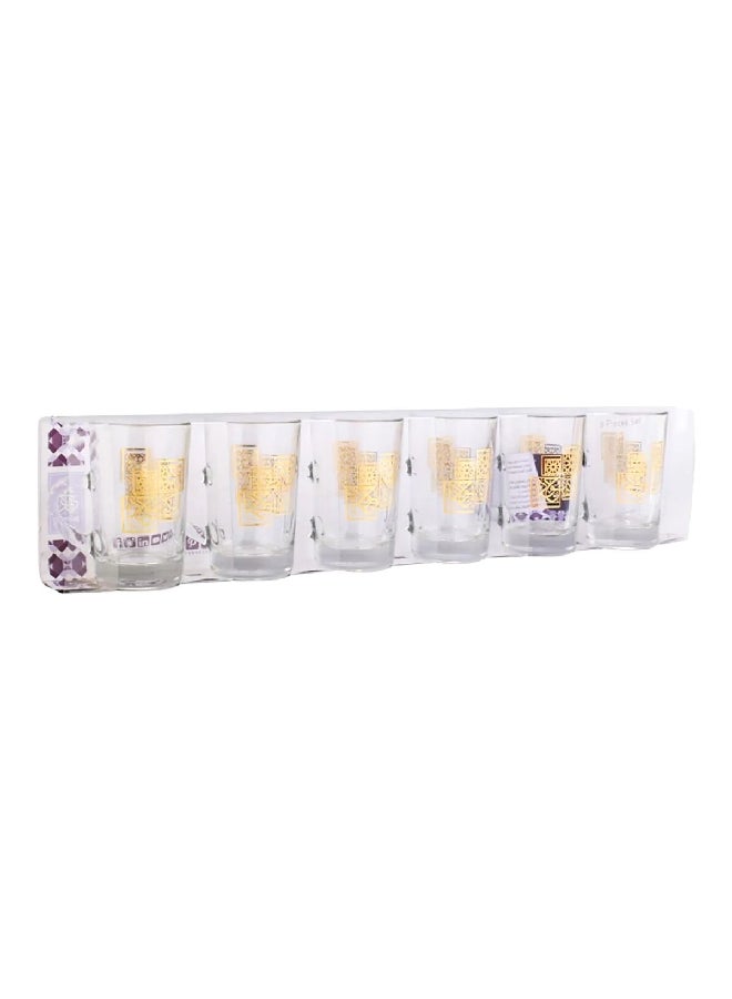 Dimlaj 6-Piece Firm Handle Farah Glass Tea Set Clear and Gold DJ-42744 - Image 1