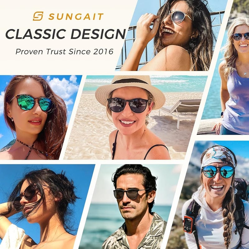 SUNGAIT Premium Vintage Round Sunglasses for Women Men Classic Retro Trendy Style - Image 2