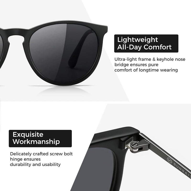 SUNGAIT Premium Vintage Round Sunglasses for Women Men Classic Retro Trendy Style - Image 3