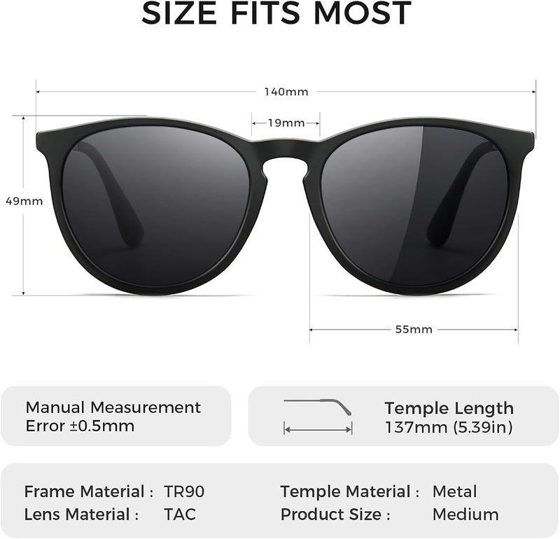 SUNGAIT Premium Vintage Round Sunglasses for Women Men Classic Retro Trendy Style - Image 5