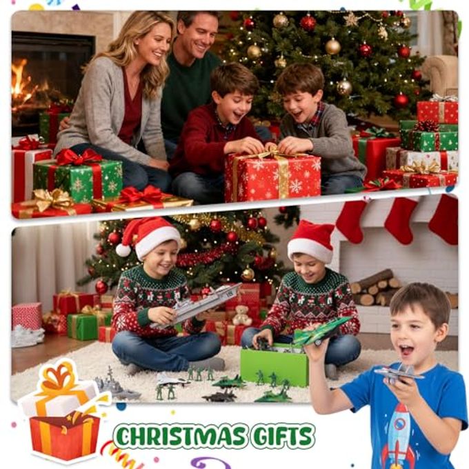 3 otters 27PCS Aircraft Carrier Toy Set, Army Men Military Set Battle Group Plastic Military Toy Aircraft Carrier Warplanes Battleship for Boys Kids Birthday Gift - Image 3