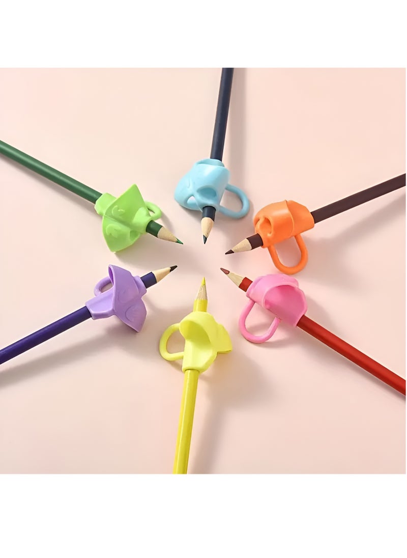 DECOR SOUQ - Ergonomic Pencil Gripper Set of 5 - Colorful Writing Aids for Kids and Adults - Improves Grip and Comfort - Ideal for School, Home, Office Use - Student Grip Pen Corrector Set - Soft Rubber Writing Posture Grip - Handwriting Aid Correction Tool for Preschool - Silicone Grips for Handwriting Posture Correction – Ideal Writing Correction Pencil Holder for Kids - Image 1