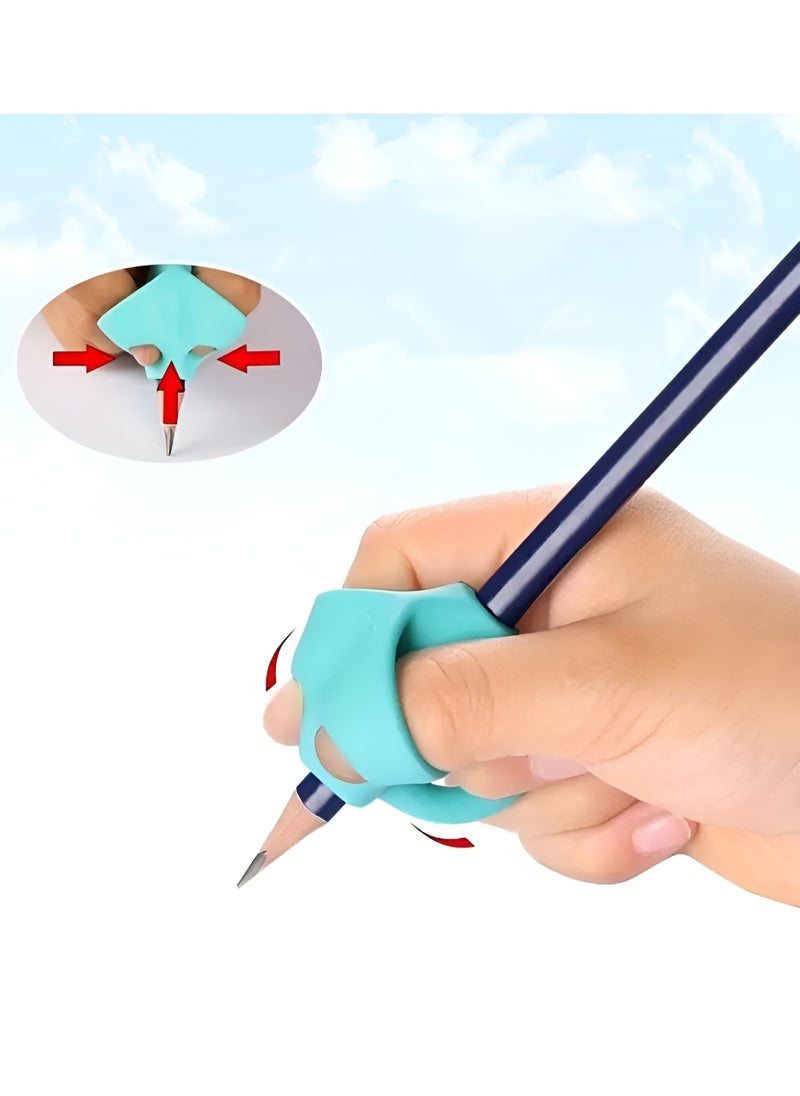 DECOR SOUQ - Ergonomic Pencil Gripper Set of 5 - Colorful Writing Aids for Kids and Adults - Improves Grip and Comfort - Ideal for School, Home, Office Use - Student Grip Pen Corrector Set - Soft Rubber Writing Posture Grip - Handwriting Aid Correction Tool for Preschool - Silicone Grips for Handwriting Posture Correction – Ideal Writing Correction Pencil Holder for Kids - Image 1