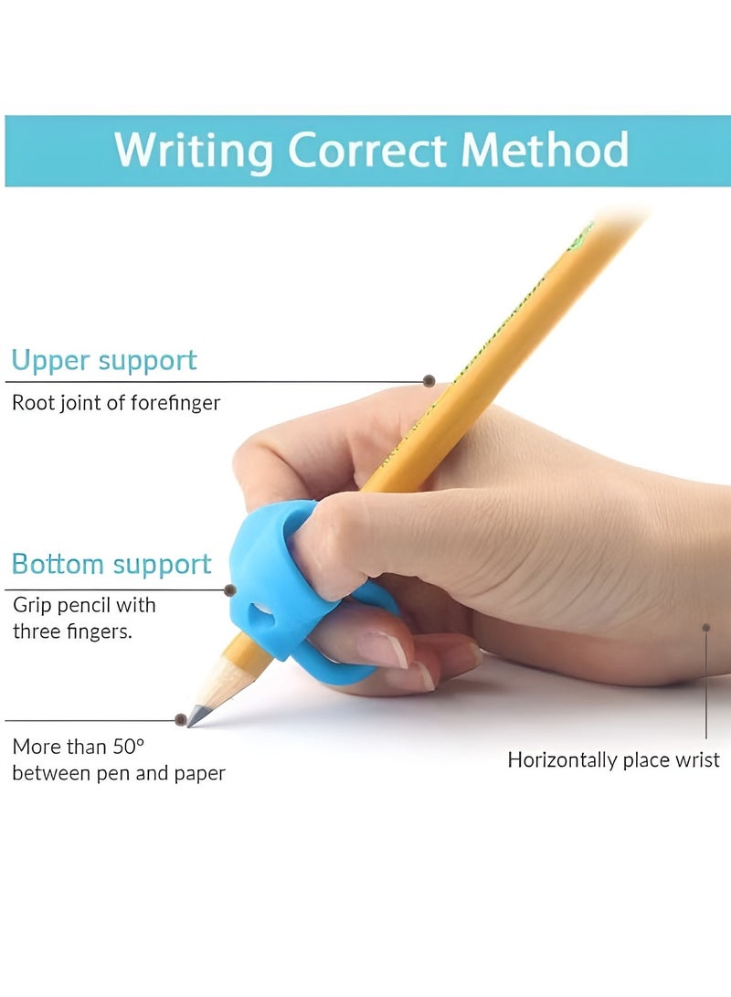 DECOR SOUQ Ergonomic Pencil Gripper Set of 5 - Colorful Writing Aids for Kids and Adults - Improves Grip and Comfort - Ideal for School, Home, Office Use - Student Grip Pen Corrector Set - Soft Rubber Writing Posture Grip - Handwriting Aid Correction Tool for Preschool - Silicone Grips for Handwriting Posture Correction – Ideal Writing Correction Pencil Holder for Kids - Image 3