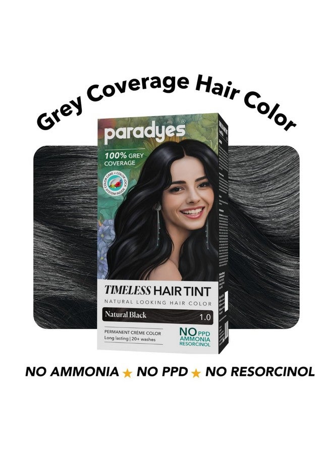 Paradyes Natural Black Timeless Hair Tint, Permanent Crème Hair Colour For Natural-Looking Results, Complete Grey Coverage, Long-Lasting Formula Free From Ppd, Ammonia, & Resorcinol, 1.0 Natural Black - Image 2