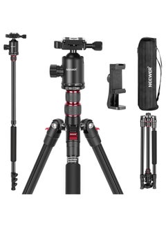Neewer Neewer 77" 2-in-1 Compact Aluminum Tripod Monopod, Camera Tripod for DSLR with 360 Degree Ball Head, 2 Center Axis, QR Plate and 8 Kg Load for Travel and Work, Carry Bag Included, Black  - Image 1