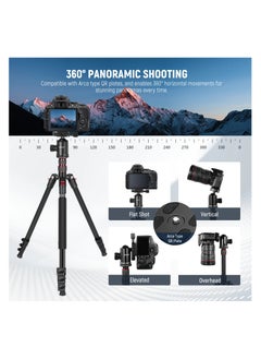 Neewer Neewer 77" 2-in-1 Compact Aluminum Tripod Monopod, Camera Tripod for DSLR with 360 Degree Ball Head, 2 Center Axis, QR Plate and 8 Kg Load for Travel and Work, Carry Bag Included, Black  - Image 5
