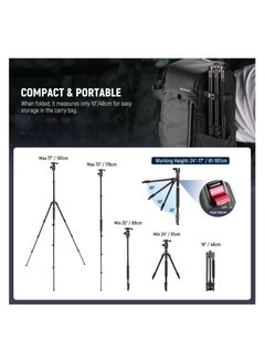 Neewer Neewer 77" 2-in-1 Compact Aluminum Tripod Monopod, Camera Tripod for DSLR with 360 Degree Ball Head, 2 Center Axis, QR Plate and 8 Kg Load for Travel and Work, Carry Bag Included, Black  - Image 4
