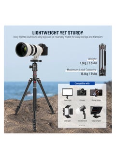 Neewer Neewer 77" 2-in-1 Compact Aluminum Tripod Monopod, Camera Tripod for DSLR with 360 Degree Ball Head, 2 Center Axis, QR Plate and 8 Kg Load for Travel and Work, Carry Bag Included, Black  - Image 3
