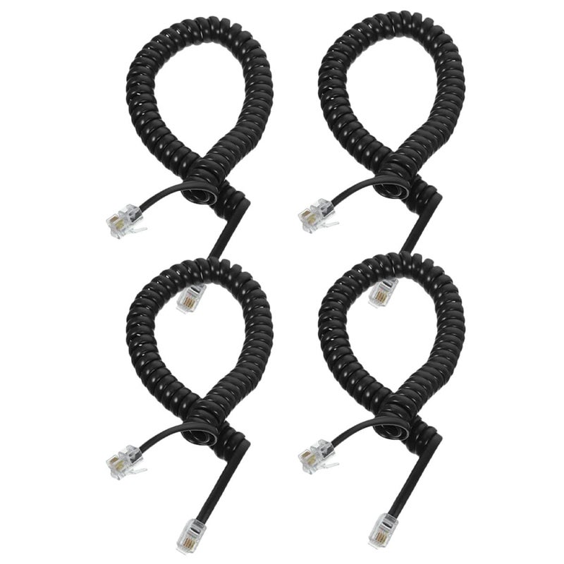 4pcs Coiled Telephone Cord Spiral Stretchable Landline Cable for Home Office Use - Image 1