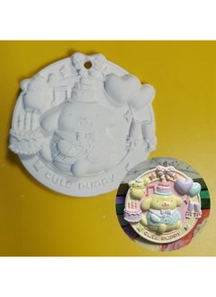 xozgdovg Liou Kulomi Gypsum Relief Painting Pendant Children's Handmade DIY Graffiti Doll Cinnamon Dog Aromatherapy Listing-Color:Pudding Dog Tag-1 White Embryo  - Image 1