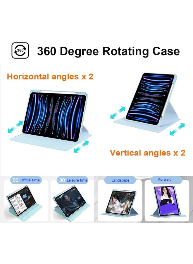 Case for  Honor Pad X8a 11 Inch,Tablet Protective Case With Pen Slot, Acrylic 360 ° Rotating Design, Automatic Wake-up/sleep, Soft Leather,Blue  - Image 2