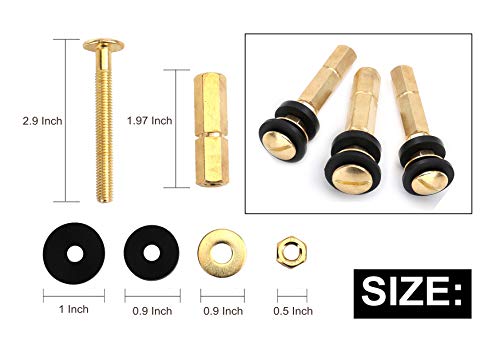 Teaayako Universal Toilet Tank to Bowl Repair Kit Including 2 Sponge Gaskets and 3 Set Brass Hardware Kits Fits 2 Inches 3 Inches Flush Valve Opening - Image 3
