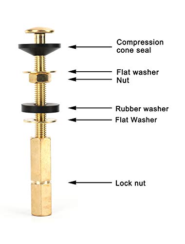 Teaayako Universal Toilet Tank to Bowl Repair Kit Including 2 Sponge Gaskets and 3 Set Brass Hardware Kits Fits 2 Inches 3 Inches Flush Valve Opening - Image 4