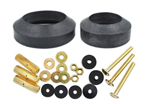 Teaayako Universal Toilet Tank to Bowl Repair Kit Including 2 Sponge Gaskets and 3 Set Brass Hardware Kits Fits 2 Inches 3 Inches Flush Valve Opening - Image 1