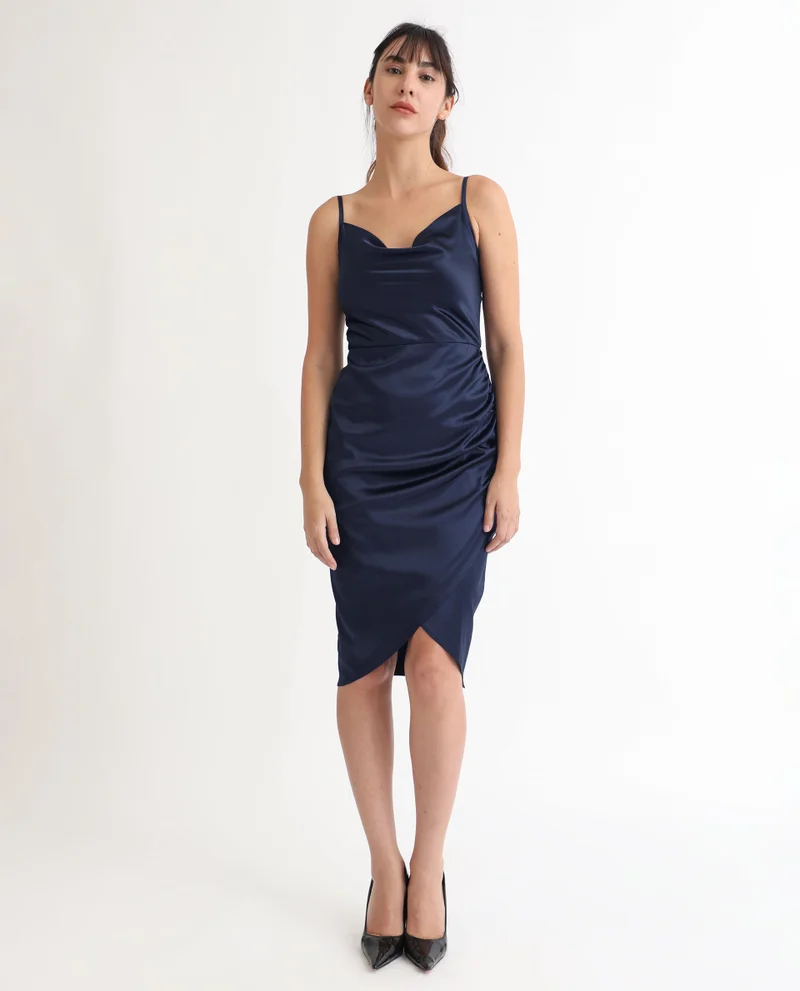Rareism Women's Cowl Neck Bodycon Dress