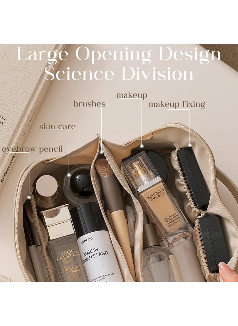 Prostuff.in Prostuffin Large Capacity Cosmetic Travel Portable Leather Makeup Storage Bag with Handle and Divider Wide Opening CosmeticMakeup Organizer Multicolor 1 Pcs  - Image 5