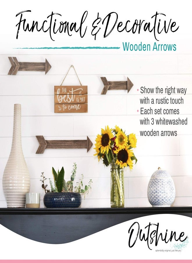 OUTSHINE Wooden Arrows for Farmhouse Wall Decor, Rustic Brown (Set of 3) | Cute Wood Arrows for Bedroom Decor, Bathroom Decor, Kitchen Decor, Nursery Wall Decor, Office Decor, Rustic Wedding Decor - Image 5