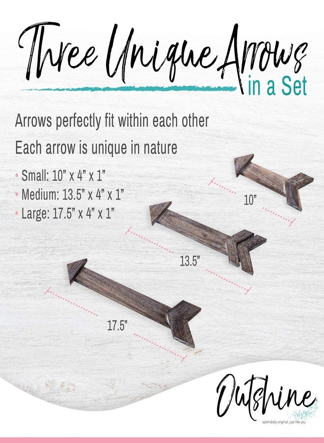 OUTSHINE Wooden Arrows for Farmhouse Wall Decor, Rustic Brown (Set of 3) | Cute Wood Arrows for Bedroom Decor, Bathroom Decor, Kitchen Decor, Nursery Wall Decor, Office Decor, Rustic Wedding Decor - Image 2