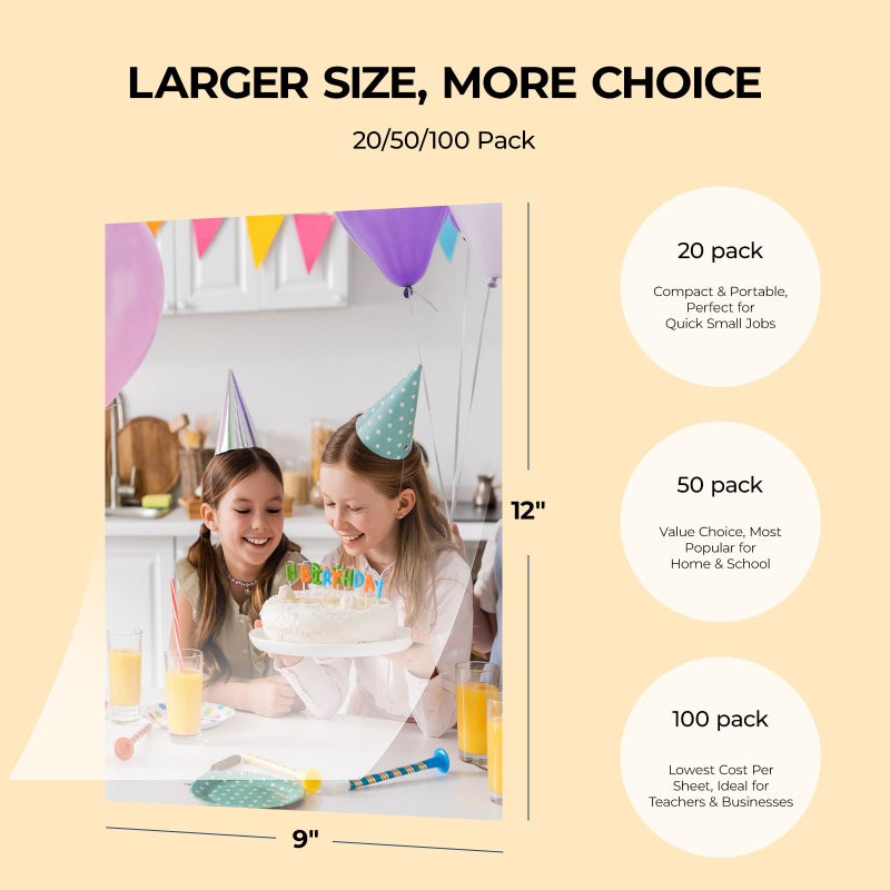 HTVRONT Self-Adhesive Laminating Sheets - 20 Sheets, 4mil, 9 x 12 Inches Self Laminating Sheets, No Machine Needed, Clear Laminating Sheets for Protecting Documents, Photos, Menus, Stickers - Image 5