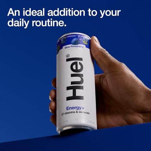 Huel Energy+ | Blue Raspberry Energy Drink | Refreshing Plant-Based Drink with Real Fruit | 200mg of Caffeine and 27 Vitamins & Minerals | 35 Calories per 12 FL Oz, 12 Pack - Image 5