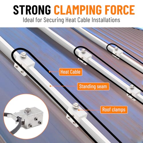 Racewill 12PCS Standing Seam Roof Clamps Metal Roof Fixing Clamps Racking Bracket for Solar Panel Module Installation Starlink Base Heat Cable and Snow Guard Attachment - Image 3