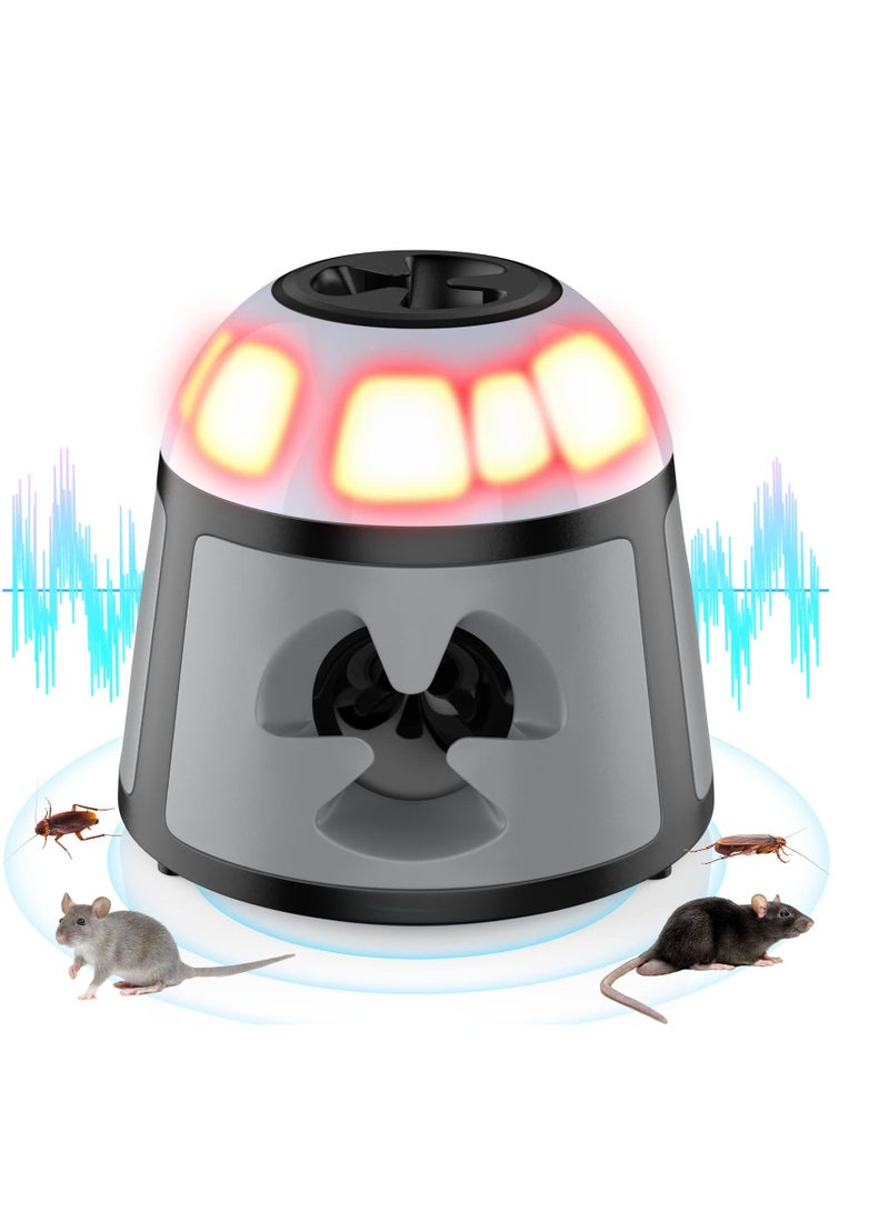 Excefore Mouse Repellent, 360° Rodent Repellent Ultrasonic, 4-in-1 Mice Repellent, Rat Deterrent Frequency and LED Strobe Light, for Squirrels Mice Rats Rodents Indoor Use  - Image 1