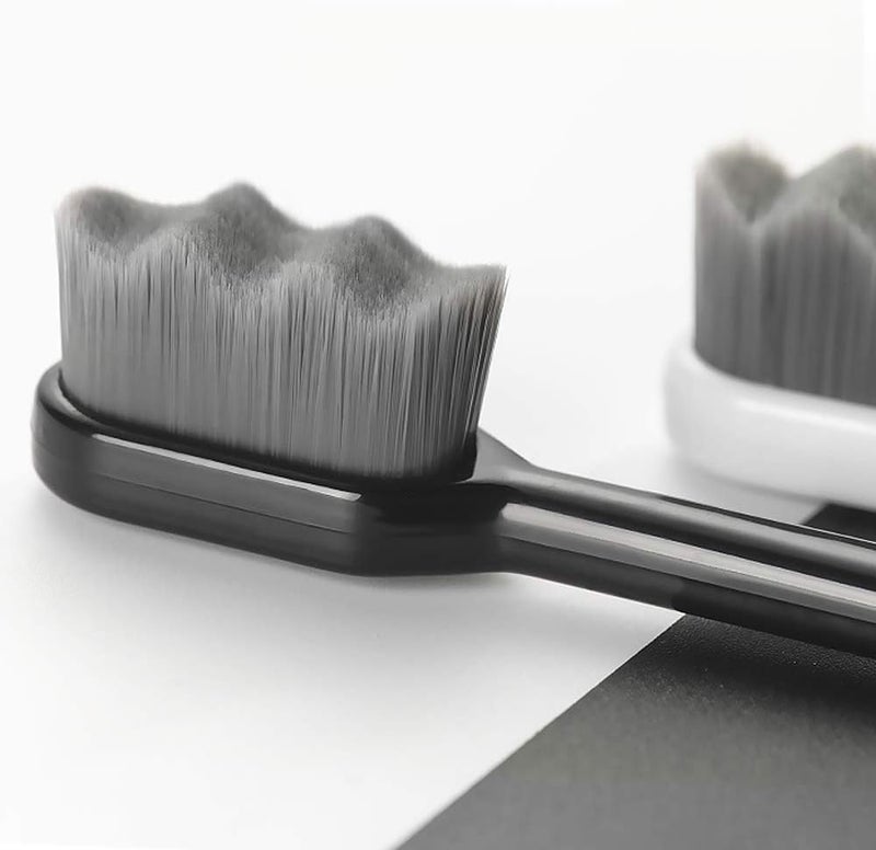 Newvent® Extra Soft Toothbrush For Adult | Ultra 20000 Soft Bristle Toothbrush For Sensitive Gums & Teeth, Pregnant Women, Kids & Elders (Black Brush Black ZikZak Bristles, Pack Of 2Pcs) - Image 2