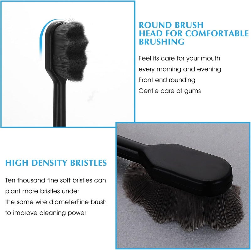 Newvent® Extra Soft Toothbrush For Adult | Ultra 20000 Soft Bristle Toothbrush For Sensitive Gums & Teeth, Pregnant Women, Kids & Elders (Black Brush Black ZikZak Bristles, Pack Of 2Pcs) - Image 4