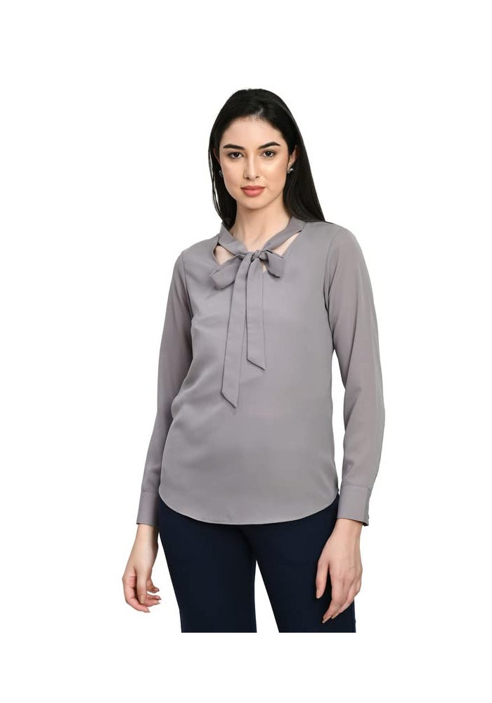Exude Lilac Front Tie Up Formal Top for Women - Image 1