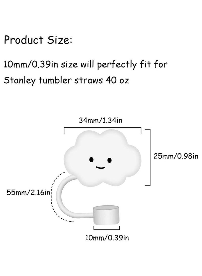 6 PCS Straw Covers Cap, 10mm Straw Cover for Stanley Cup, Food Grade Straw Covers Cap, Silicone Cute Large Cloud Flower Straw Topper Tips Cover, Protector Plugs for Cup (Multicolor)  - Image 2