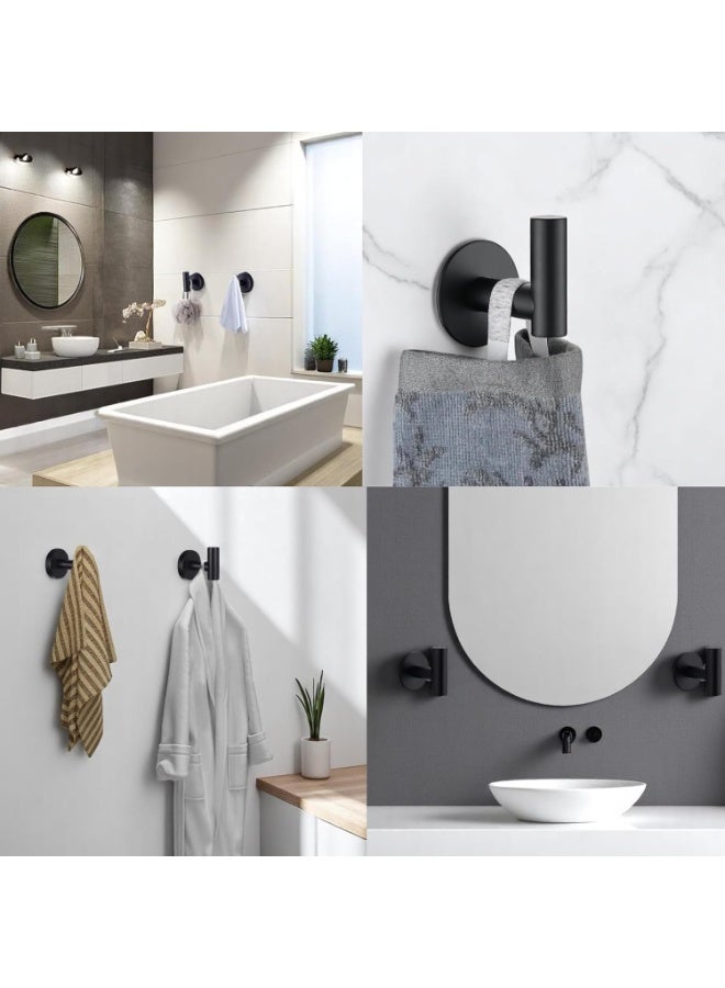 Streamflow Heavy Duty Self Adhesive Hooks, Stainless Steel Stick On Wall & Door Hooks for Hanging Towels, Coats, Robes & Bags – Waterproof Bathroom & Kitchen Hooks, Black, 4 Pack - Image 3