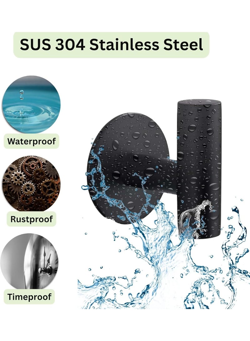 Streamflow Heavy Duty Self Adhesive Hooks, Stainless Steel Stick On Wall & Door Hooks for Hanging Towels, Coats, Robes & Bags – Waterproof Bathroom & Kitchen Hooks, Black, 4 Pack - Image 4